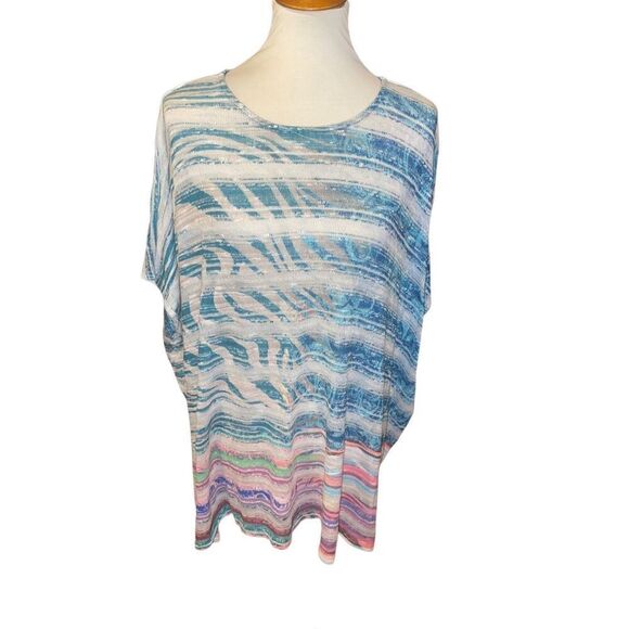 Avenue Womens Sweater Batwing Sleeve Scoop Neck Stretch Multicolor Size 18/20 - Picture 2 of 12